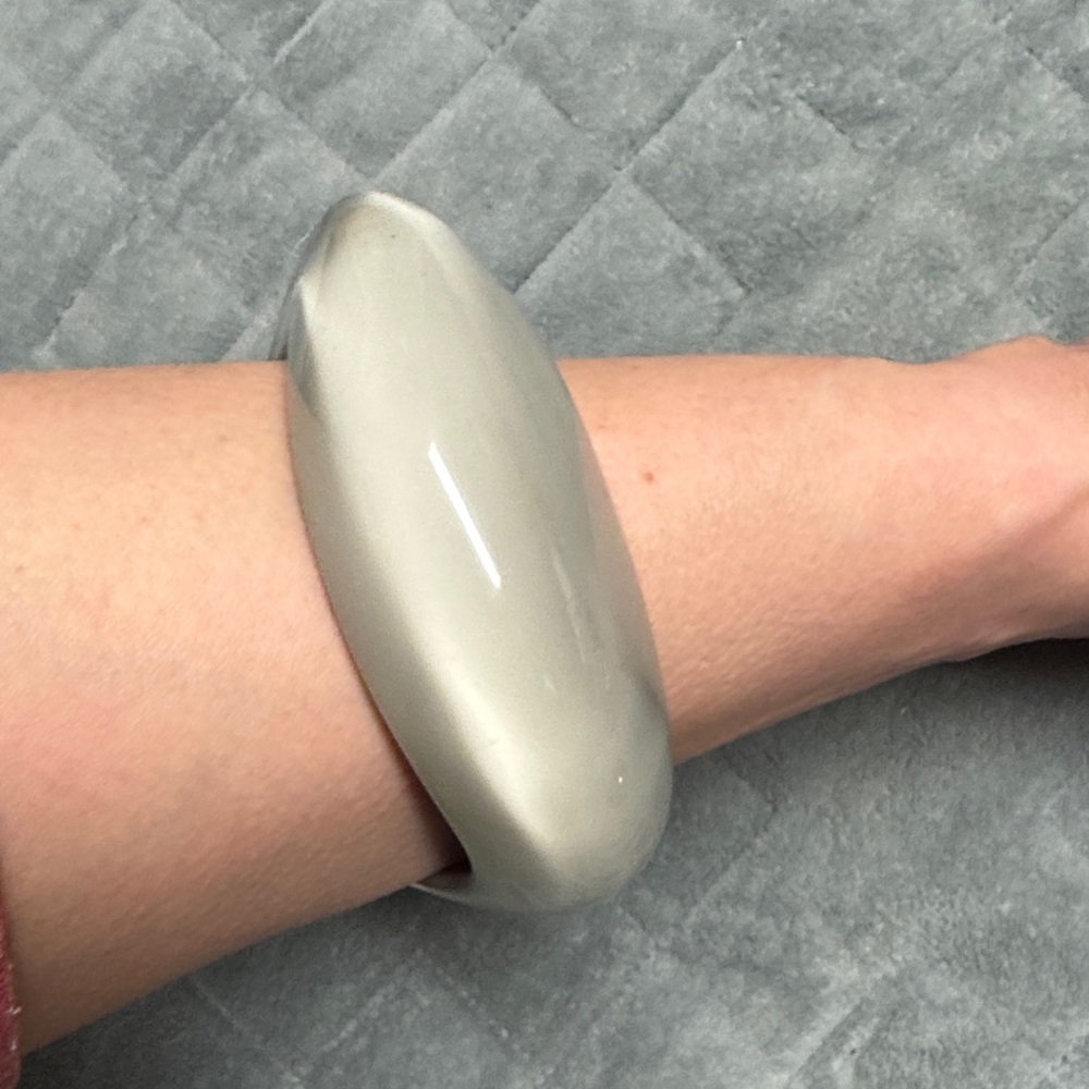 Vintage Plastic Lucite Bangle Bracelet, Gray, Clear, Asymmetrical, Retro,  Boho